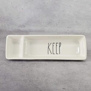 Rae Dunn by Magenta KEEP Divided Dish Desk Organizer Tray  11" x 3.5"‎ Farmhouse